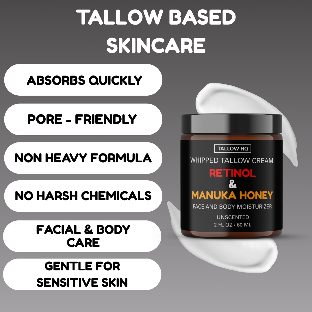 Tallow Cream with Retinol and Manuka Honey, Face & Body
