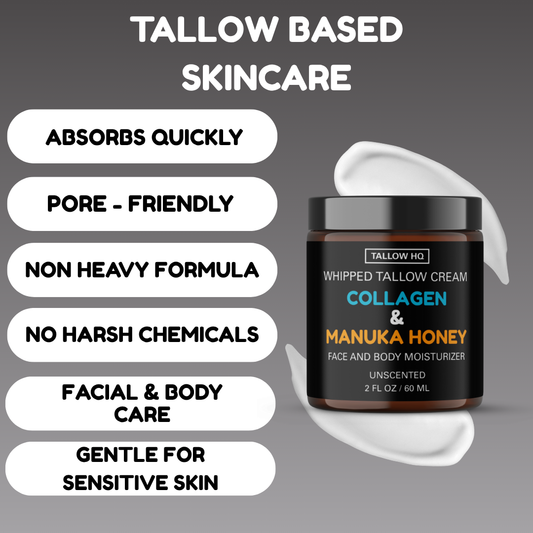 Tallow Cream with Collagen and Manuka Honey, Face & Body